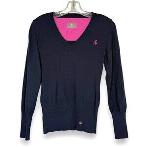 Equestrian Riding Sweater Blue V-Neck Horse XS Size 34